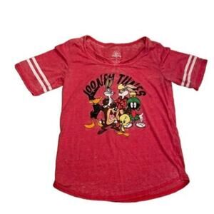 Looney Tunes Women's SM Ornate V-neck Graphic T-shirt